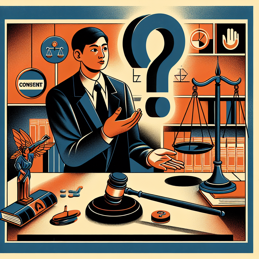 Here's a description for an image to accompany the FAQ section:

A stylized illustration depicting a legal consultation scene. A Taiwanese lawyer sits at a desk, gesturing towards a floating question mark. Beside them, scales of justice and a gavel symbolize the legal process. Bold, contrasting colors and clean lines create a modern, dynamic feel. Symbolic icons representing consent and punishment float in the background, conveying the complex nature of sexual assault cases. The overall composition is visually engaging and professional.