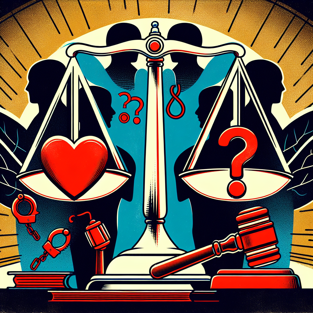 Here's a description for an image to accompany the conclusion section:

A stylized illustration shows a balance scale in the foreground, symbolizing justice. On one side sits a red heart representing consent, on the other a gavel. Behind, silhouettes of two Taiwanese figures face each other, with a question mark between them. Bold lines and contrasting colors create a dynamic, modern art style. Legal icons like a law book and handcuffs float in the background, conveying the complexity of sexual assault cases involving consent.