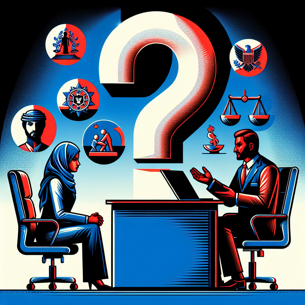 Here's a description for an image based on your requirements:

A stylized illustration depicting a legal consultation scene. A Taiwanese lawyer sits at a desk, facing a distressed client. Between them, floating symbolic icons represent consent, privacy, and justice. Bold red and blue colors contrast sharply. Clean lines and dramatic lighting create a dynamic, professional atmosphere. A large question mark hovers above, emphasizing the FAQ theme. The modern art style conveys seriousness while remaining visually engaging.